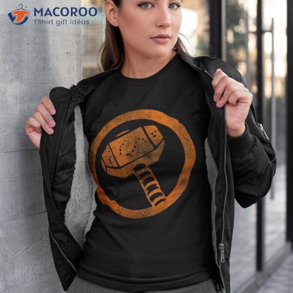 Marvel Thor Hammer Logo Orange Tonal Cut-out Halloween Shirt