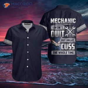 Mechanic-style Cuss Blue Hawaiian Shirts