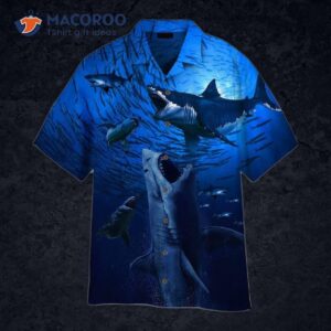 Megalodon Ancient Shark Blue Hawaiian Shirts
