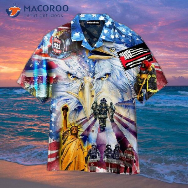 Memorial Day American Patriot Eagle Firefighter Hawaiian Shirts