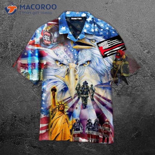 Memorial Day American Patriot Eagle Firefighter Hawaiian Shirts