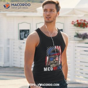 meowica cat mullet american flag patriotic 4th of july usa shirt tank top