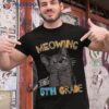 Meowing Into 5th Grade Cute Black Cat Back To School Shirt