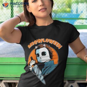 meowloween scary halloween cat horror kitten slasher movie shirt tshirt 1