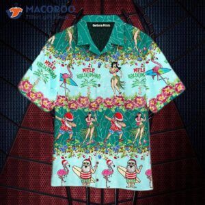 “merry Christmas And A Happy New Year! Enjoy Wearing Hawaiian Shirts With Pink Flamingos For Your In July Celebration!”