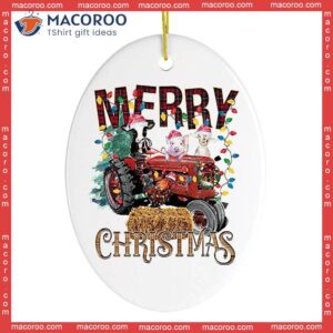 Merry Christmas Farm Animal Ceramic Ornament