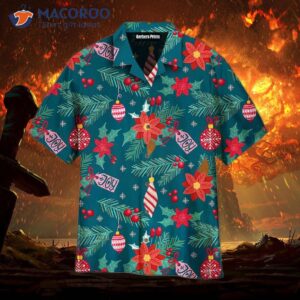 Merry Christmas Patterned Blue Hawaiian Shirts