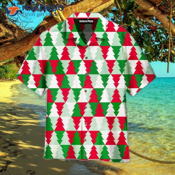 Merry Christmas! Patterned Green Hawaiian Shirts Are Perfect For The Christmas Tree.