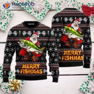 Merry Christmas, Santa Loves Fishing Ugly Christmas Sweater.