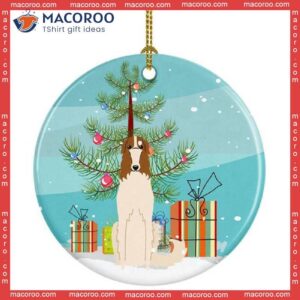 Merry Christmas Tree Borzoi Ceramic Ornament