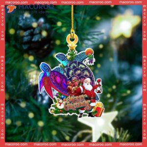 Merry Christmas Turtle With Santa Car Custom-shaped Acrylic Ornament