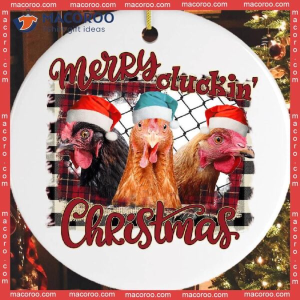 Merry Clucking Christmas Ceramic Ornament