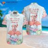 Merry Flamingos On Christmas Day In Pink And White Hawaiian Shirts