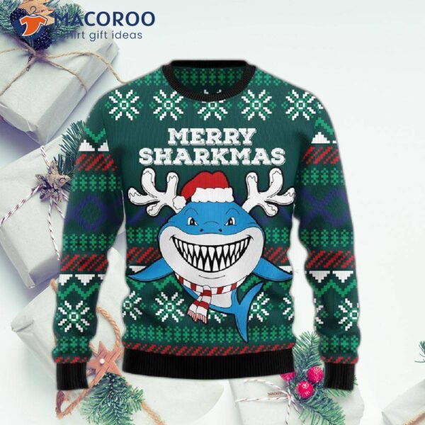 Merry Sharkmas Ugly Christmas Sweater