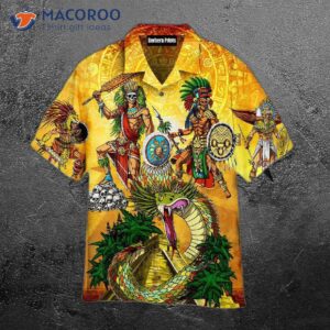 mexican aztec tribe warriors wearing yellow hawaiian shirts 1