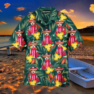 mexican chihuahua dog patterned hawaiian shirts with tropical leaves and flowers 0