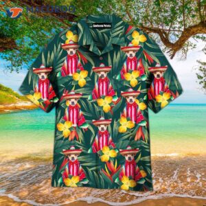 mexican chihuahua dog patterned hawaiian shirts with tropical leaves and flowers 1