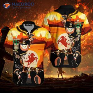 Mexican Day Of The Dead Skulls Under A Hawaiian Sunset Shirt