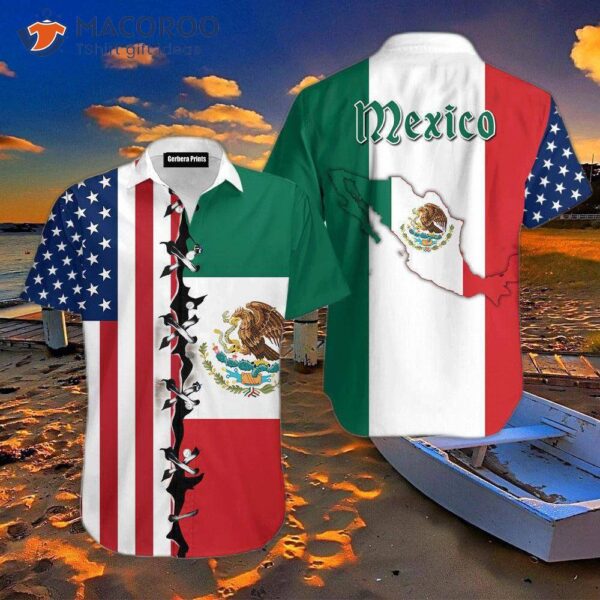 Mexican Flag White Hawaiian Shirts