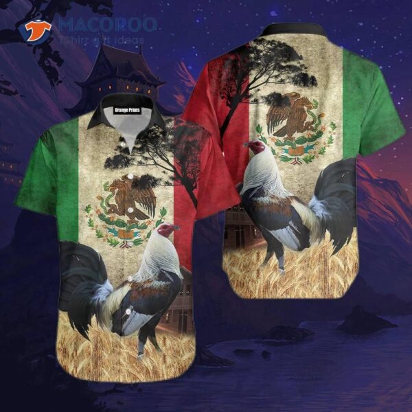 Mexican Rooster Green Hawaiian Chicken Shirts