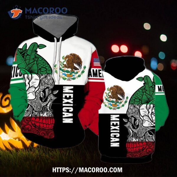 Mexican Skull Mexico All Over Print 3D Hoodie, Teacher Halloween Gift Ideas