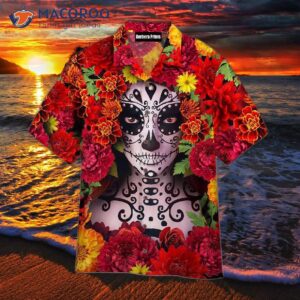 Mexico Day Of The Dead Skeleton Flowers Pattern Hawaiian Shirts