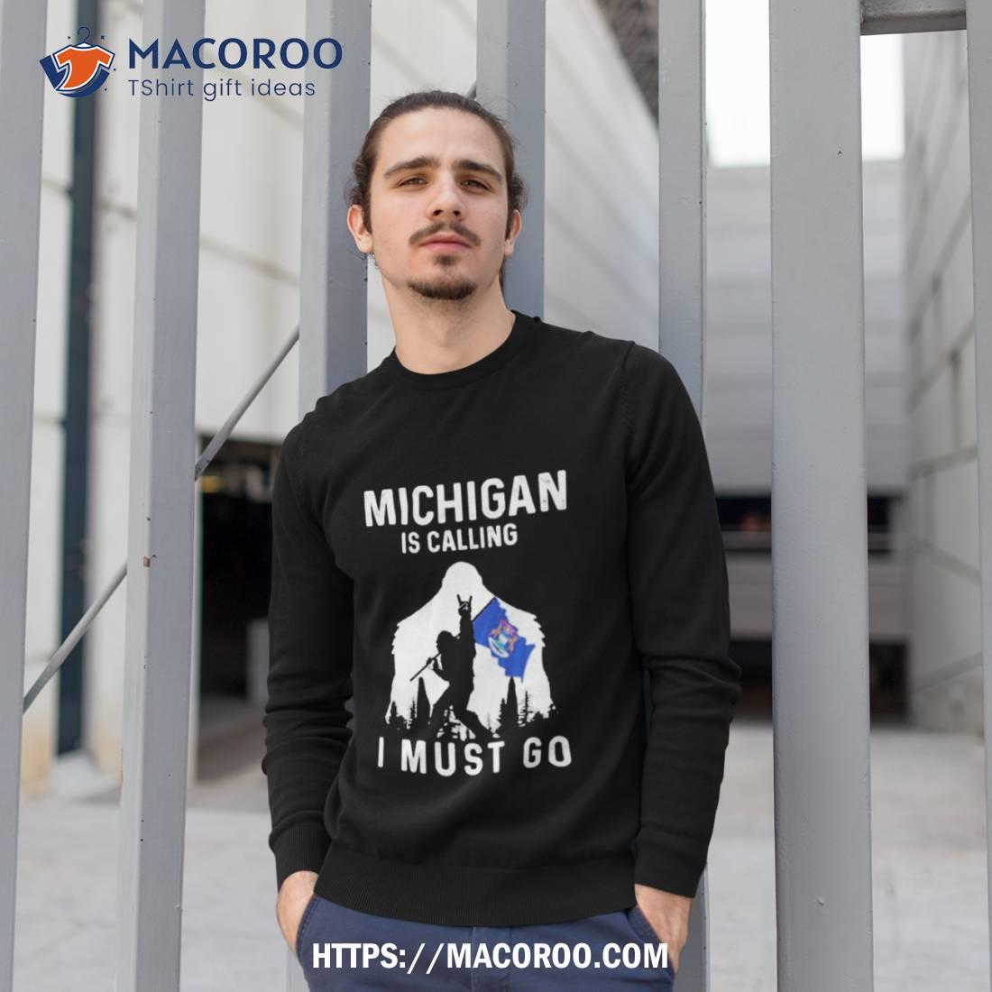 Michigan Is Calling I Must Go Bigfoot Flag Shirt Michigan Is Calling I Must Go Bigfoot Flag Shirt