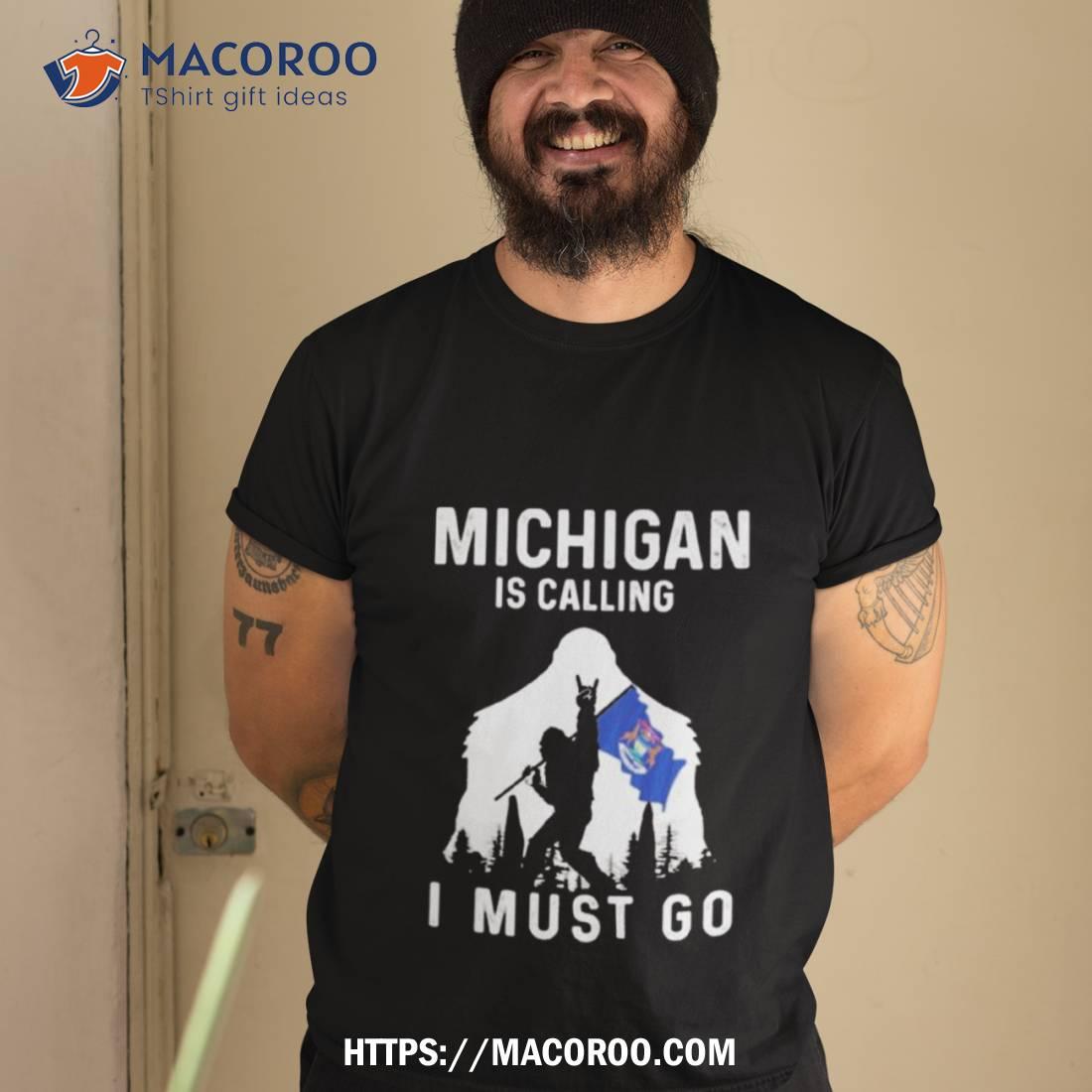Michigan Is Calling I Must Go Bigfoot Flag Shirt Michigan Is Calling I Must Go Bigfoot Flag Shirt