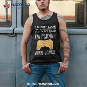 might look listening playing video games gamer boys kids shirt tank top 2