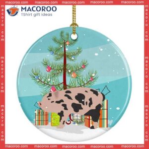 Miniature Pig Christmas Ceramic Ornament