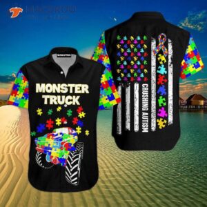 Monster Truck-crushing Autism Black Hawaiian Shirts