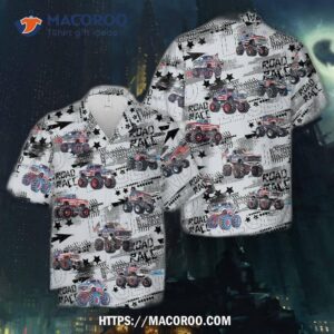 Monster Truck With American Flag Hawaiian Shirt