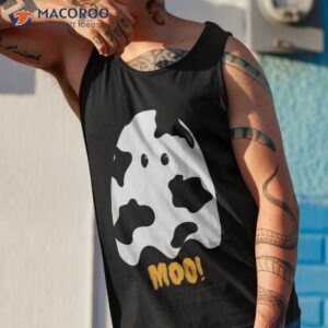 moo cute funny cow print ghost halloween tee shirt tank top 1