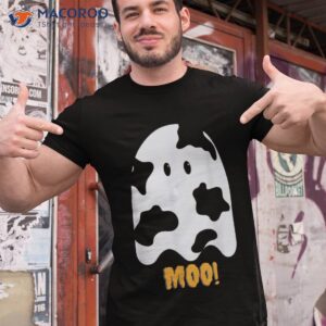 Moo! Cute Funny Cow Print Ghost Halloween Tee Shirt