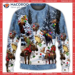 moose merry christmas snow sweater funny ugly christmas sweater 1