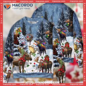 moose merry christmas snow sweater funny ugly christmas sweater 3