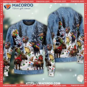 moose merry christmas snow sweater funny ugly christmas sweater 5