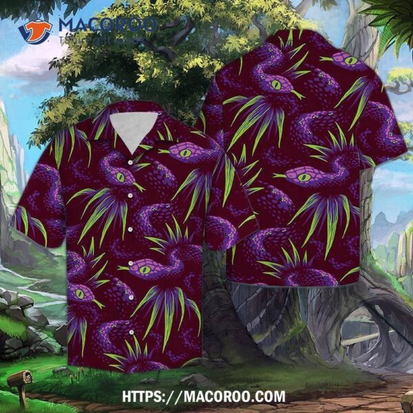 Mr Snake In The Rainforest Purple Hawaiian Shirt