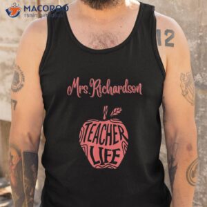 mrs richardson cute school teacher apple proud best day life shirt tank top