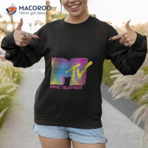Mtv Distressed Fluorescent Gradient Logo Crew Neck Classic Fit Shirt Black, Adult 3 mtv distressed fluorescent gradient logo crew neck classic fit shirt black adult sweatshirt 1