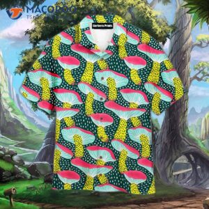 Mushroom-patterned Hawaiian Shirts In Bright Colors