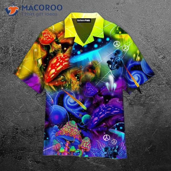 Mushroom-printed Psychedelic Summer Vacation Hawaiian Shirts