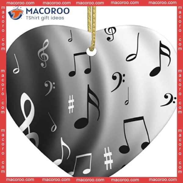 Music Note Print Christmas Ceramic Ornament