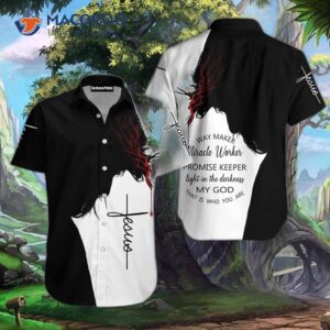 My God, Jesus, Black And White Hawaiian Shirts.