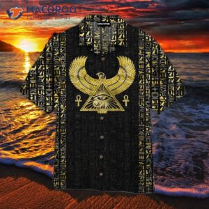 Mystery Egyptian-eye-of-horus-patterned Black Hawaiian Shirts