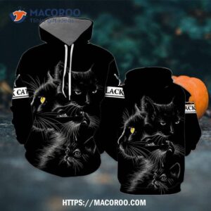 Mystic Black Cat All Over Print 3D Hoodie, Cute Halloween Gifts