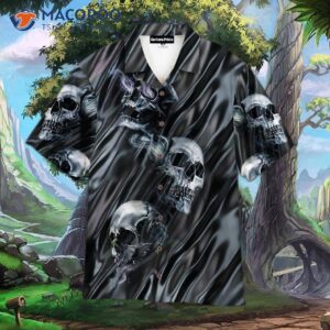 mystical skull halloween black hawaiian shirt 1