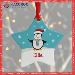 Name Penguin Custom Christmas Ceramic Ornament