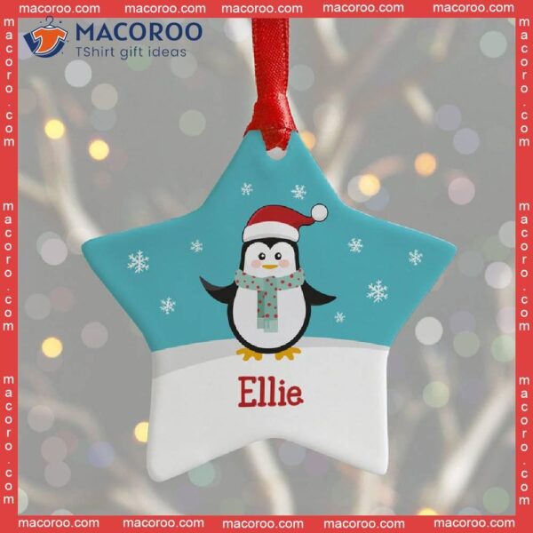 Name Penguin Custom Christmas Ceramic Ornament