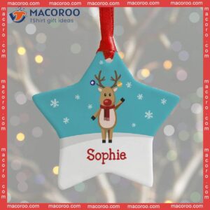 Name Reindeer Ceramic Star Custom Christmas Ornament